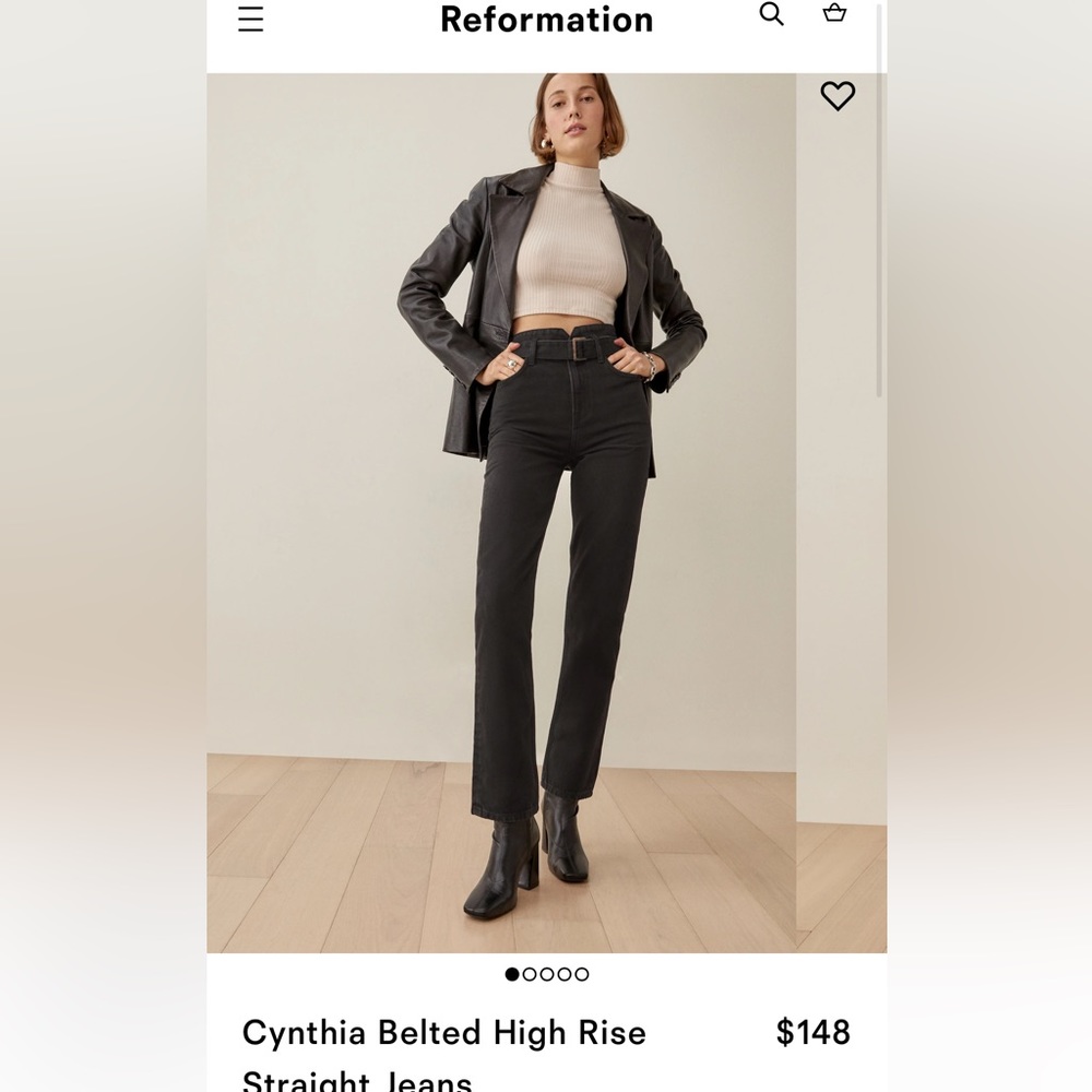 Reformation Cynthia High Rise Belted Jean. Size 25. BRAND NEW WITH TAGS AND BAG.